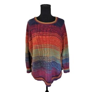 Cotton & Rye Colorful Striped Sweater Tassel Southwestern Oversized Women Small